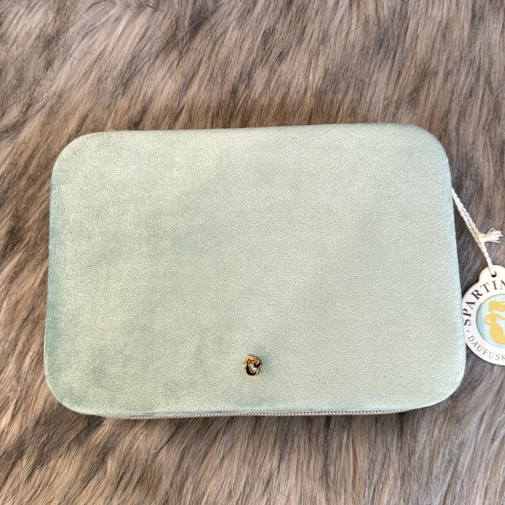 NWT Spartina 449 Jewelry Travel Case Dusty Blue / Aqua Velvet